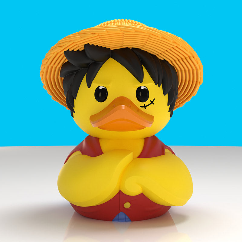 One Piece Monkey D. Luffy Collector's Edition TUBBZ, front view with straw hat, red waistcoat and cheek scar