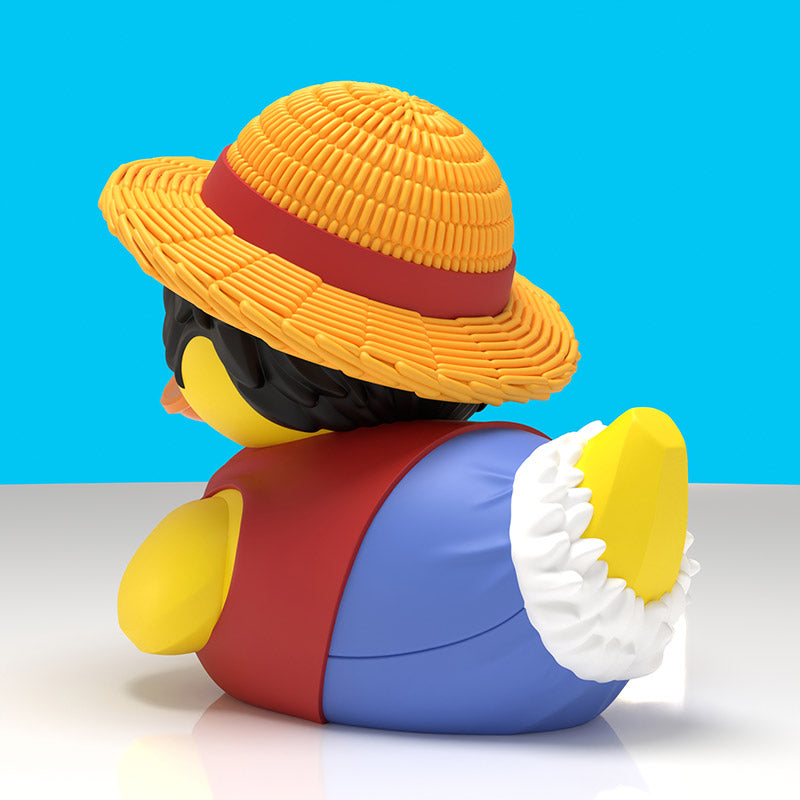 One Piece Monkey D. Luffy Collector's Edition TUBBZ, rear view showing back of the straw hat and waistcoat