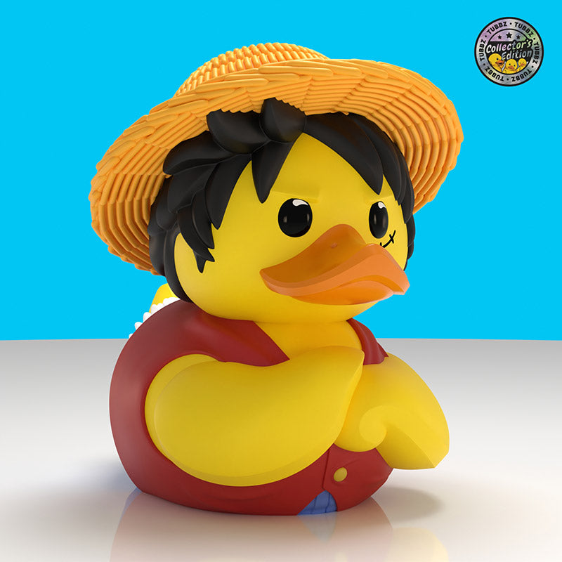 One Piece Monkey D. Luffy Collector's Edition TUBBZ, shown with its limited-edition sticker