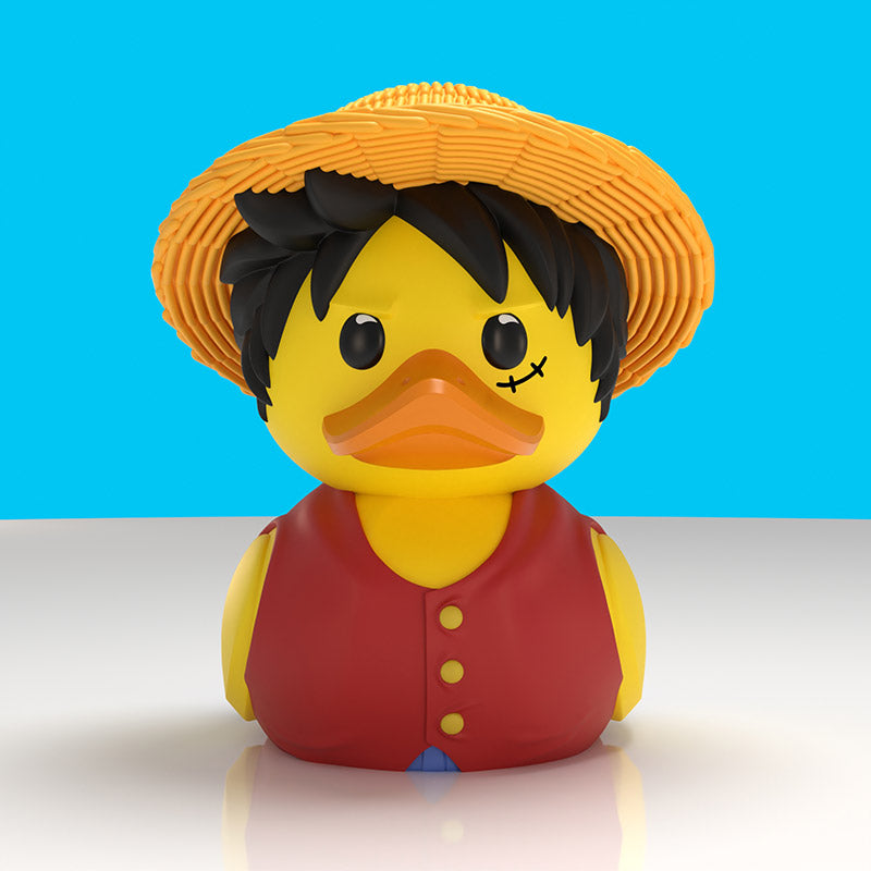 One Piece Monkey D. Luffy Mini TUBBZ, front view with straw hat, red waistcoat and cheek scar