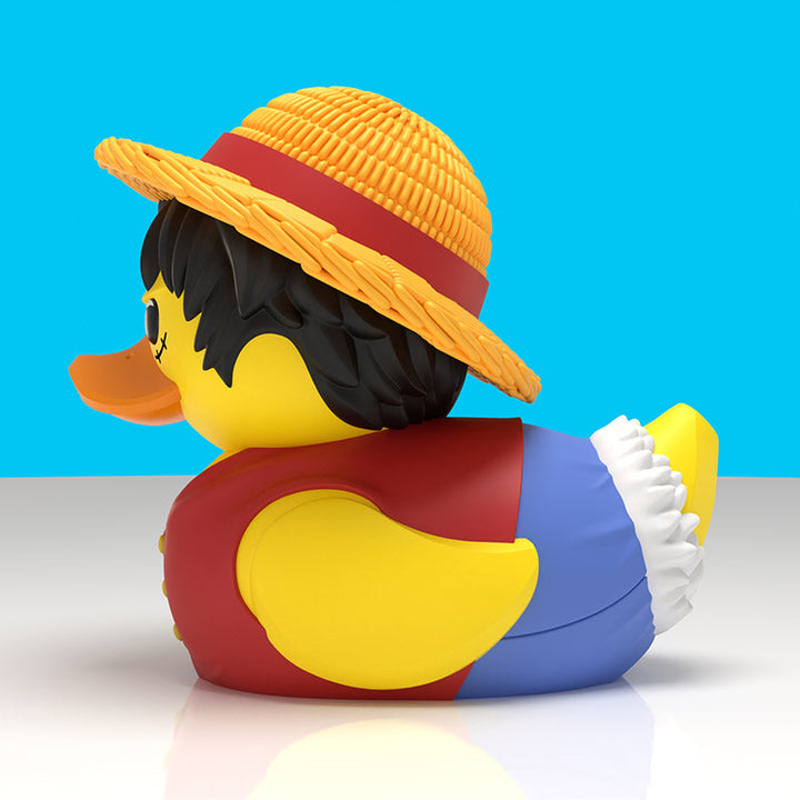 One Piece Monkey D. Luffy Mini TUBBZ, side profile with straw hat and blue shorts
