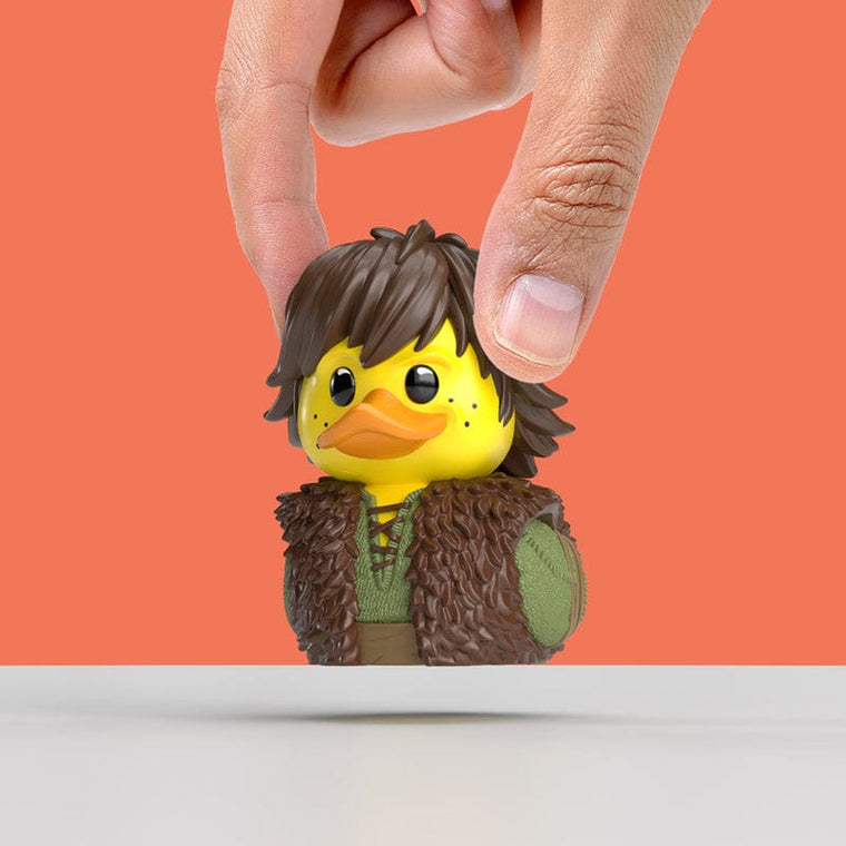 How To Train Your Dragon Hiccup TUBBZ Mini Edition collectible duck, held between finger and thumb to show its size