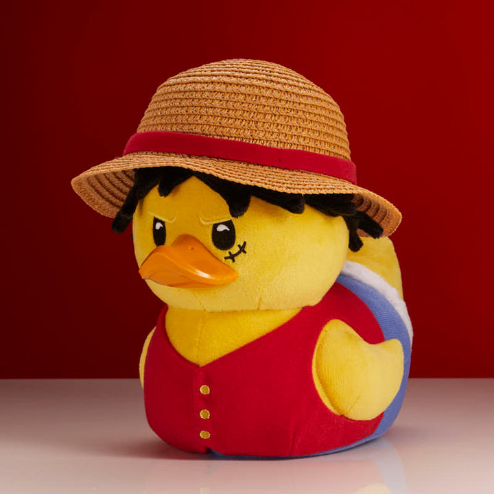 One Piece Monkey D. Luffy TUBBZ plush duck, three-quarter view facing right