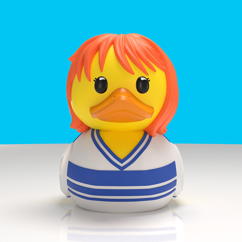 One Piece Nami Mini TUBBZ, front view with orange hair and blue-and-white striped top