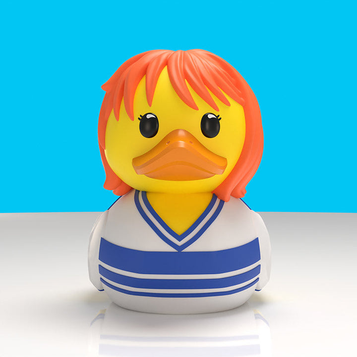 One Piece Nami Mini TUBBZ, front view with orange hair and blue-and-white striped top