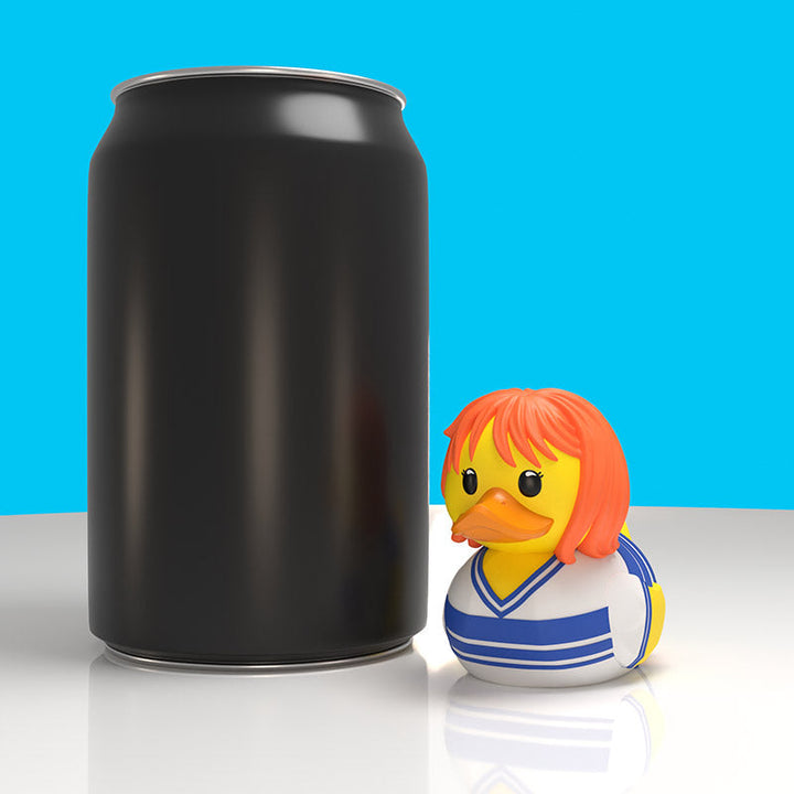 One Piece Nami Mini TUBBZ, beside a drinks can to show its mini size
