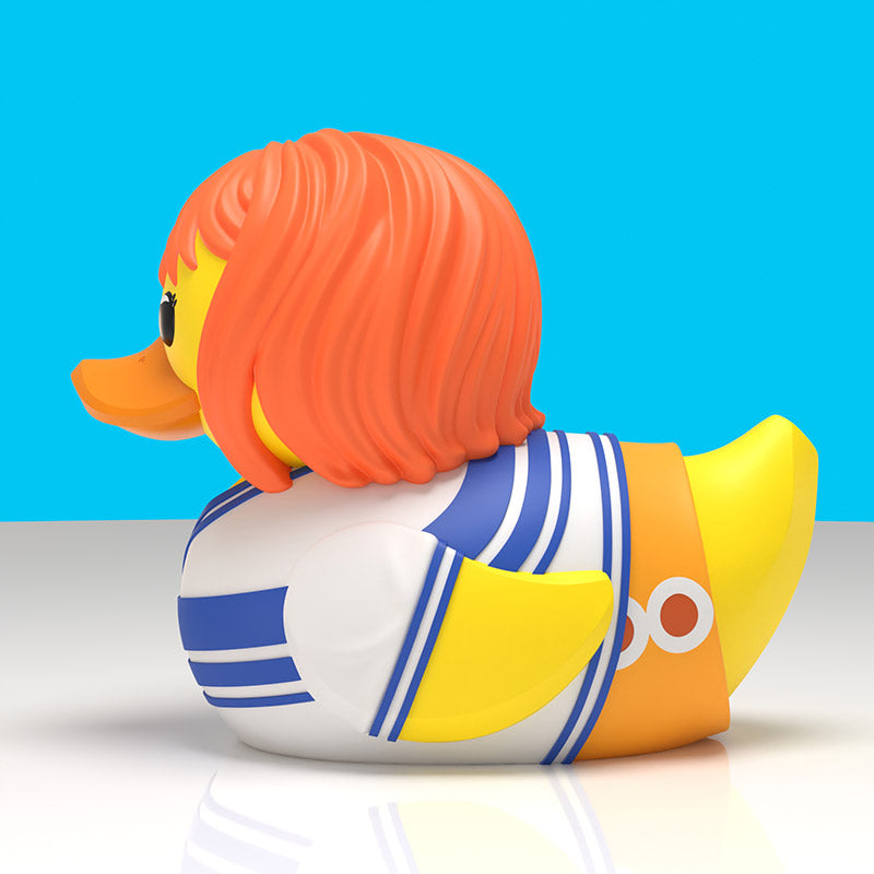 One Piece Nami Mini TUBBZ, side profile with orange hair and striped sleeve