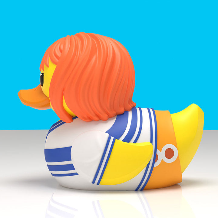 One Piece Nami Mini TUBBZ, side profile with orange hair and striped sleeve