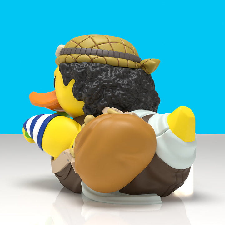 One Piece Usopp Collector's Edition TUBBZ, rear view showing brown satchel and goggles strap