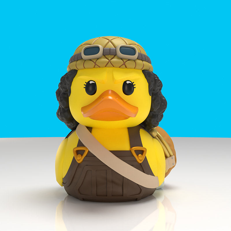 One Piece Usopp Mini TUBBZ, front view with aviator goggles, curly hair and satchel strap