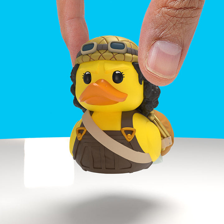One Piece Usopp Mini TUBBZ, held between finger and thumb to show its small size