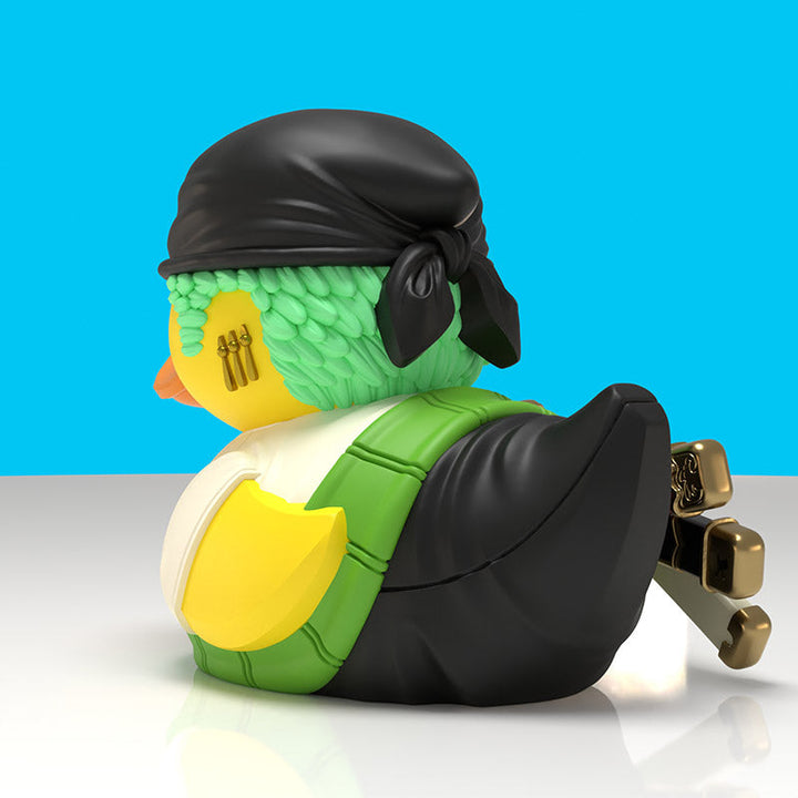 One Piece Roronoa Zoro Mini TUBBZ, rear view showing black bandana knot and katana hilts